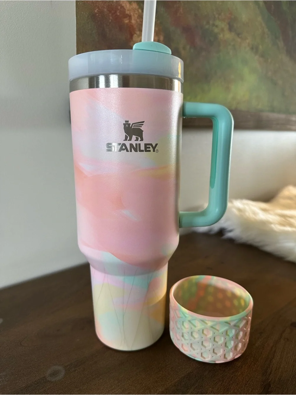Stanley- Warm Serene Brushstrokes 40oz with matching waffle boot - Picture 4 of 7